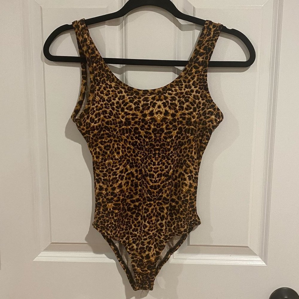 Rebel Sugar Leopard Print Scoop Neck Body Suit - Size Small